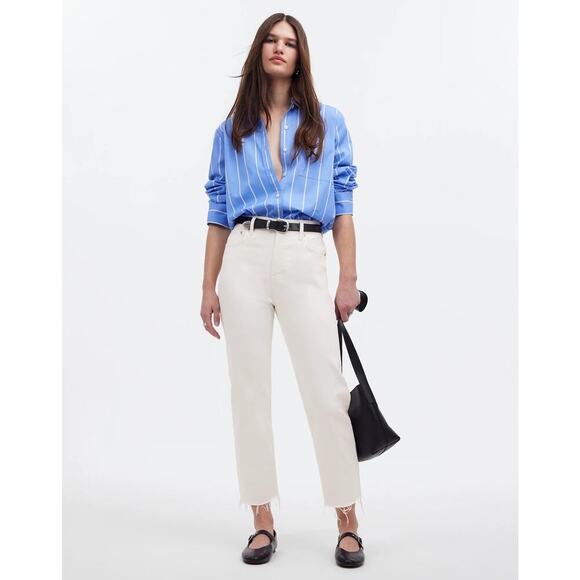 NEW‎ Madewell Women’s Size 0 (24) Tile White The '90s Straight Crop Jean NWT - Picture 1 of 9